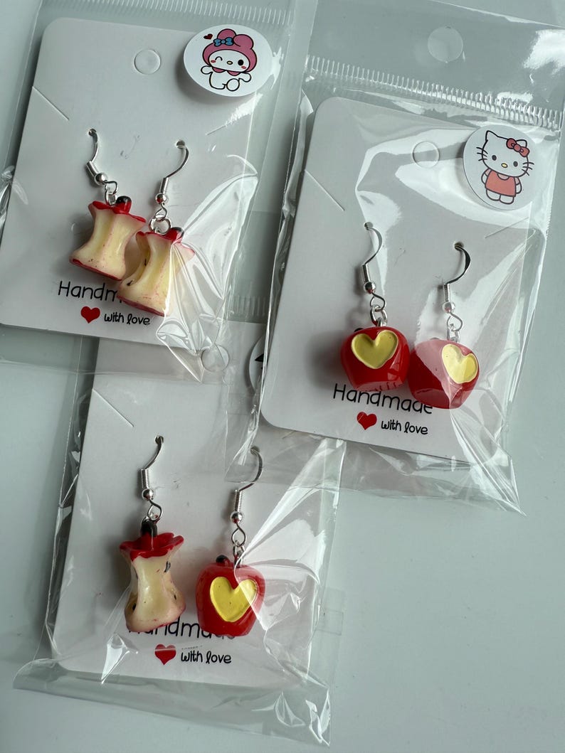 Handmade Cute Apple Sterling Silver Earrings