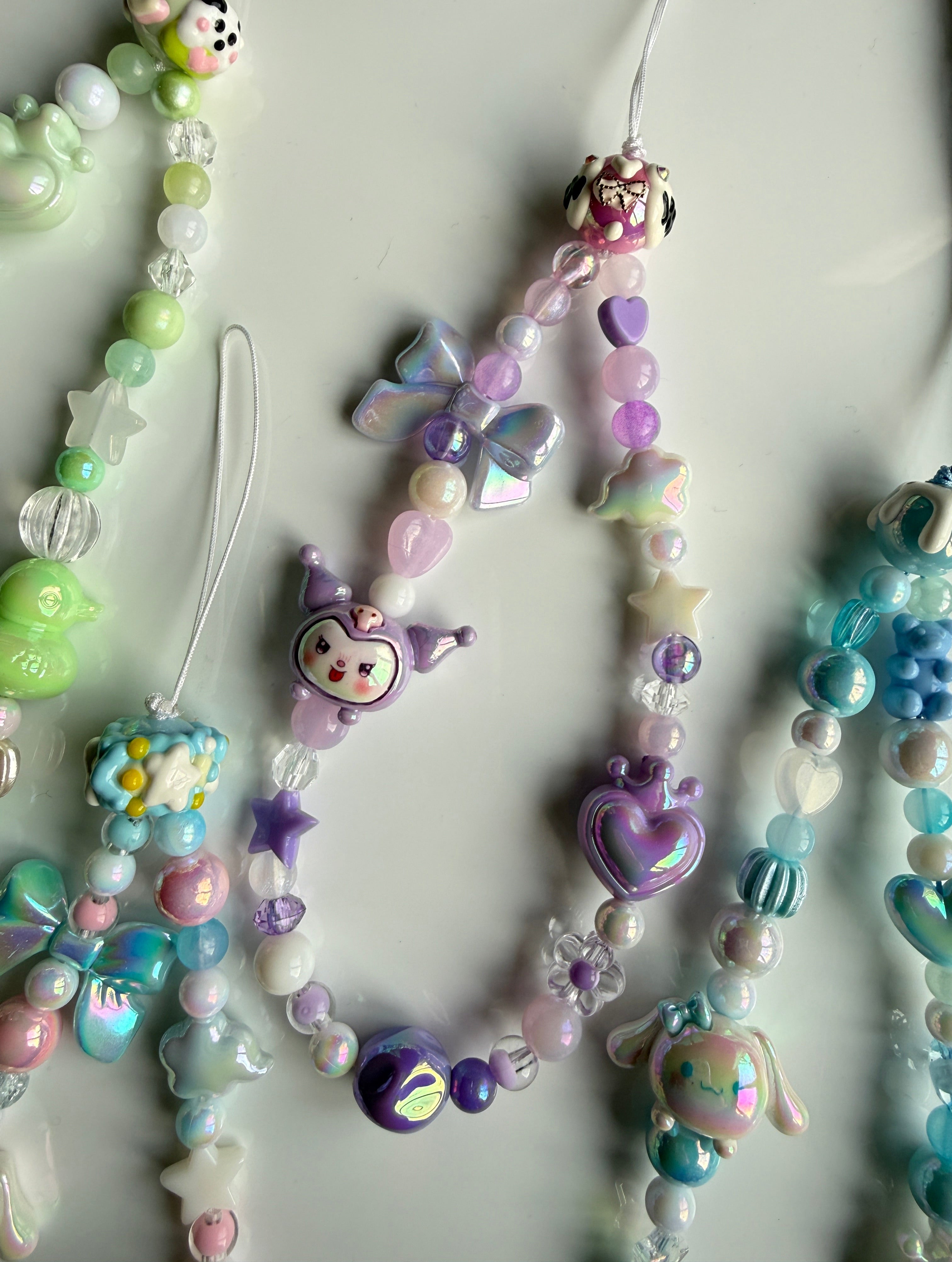 Kawaii Phone Charm | Pastel Queen of Hearts Beaded Strap | Cute Sanrio Inspired Y2K Mobile Accessory