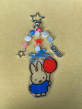 HANDMADE Cute Hand Drawn Shrinky Dink Miffy Inspired Keychain - Beadsbylillixx