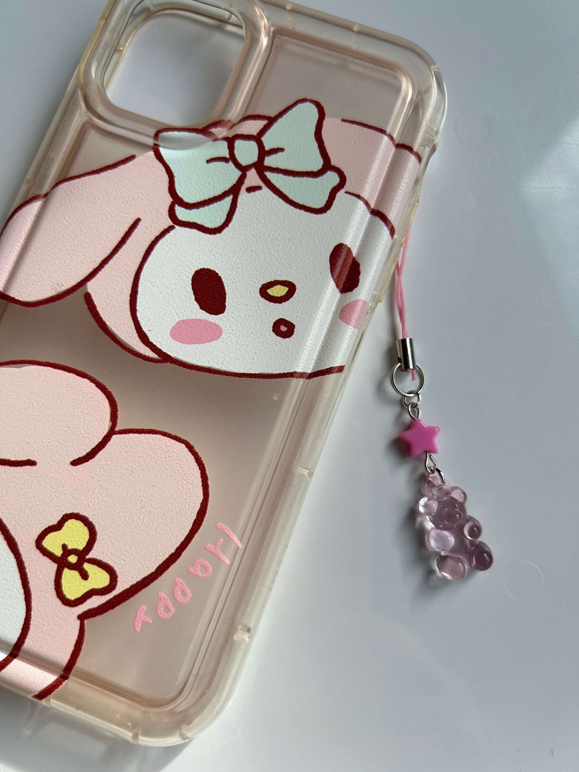 HANDMADE Kawaii Cute Gummy Bear Phone Charms Light Dark Pink