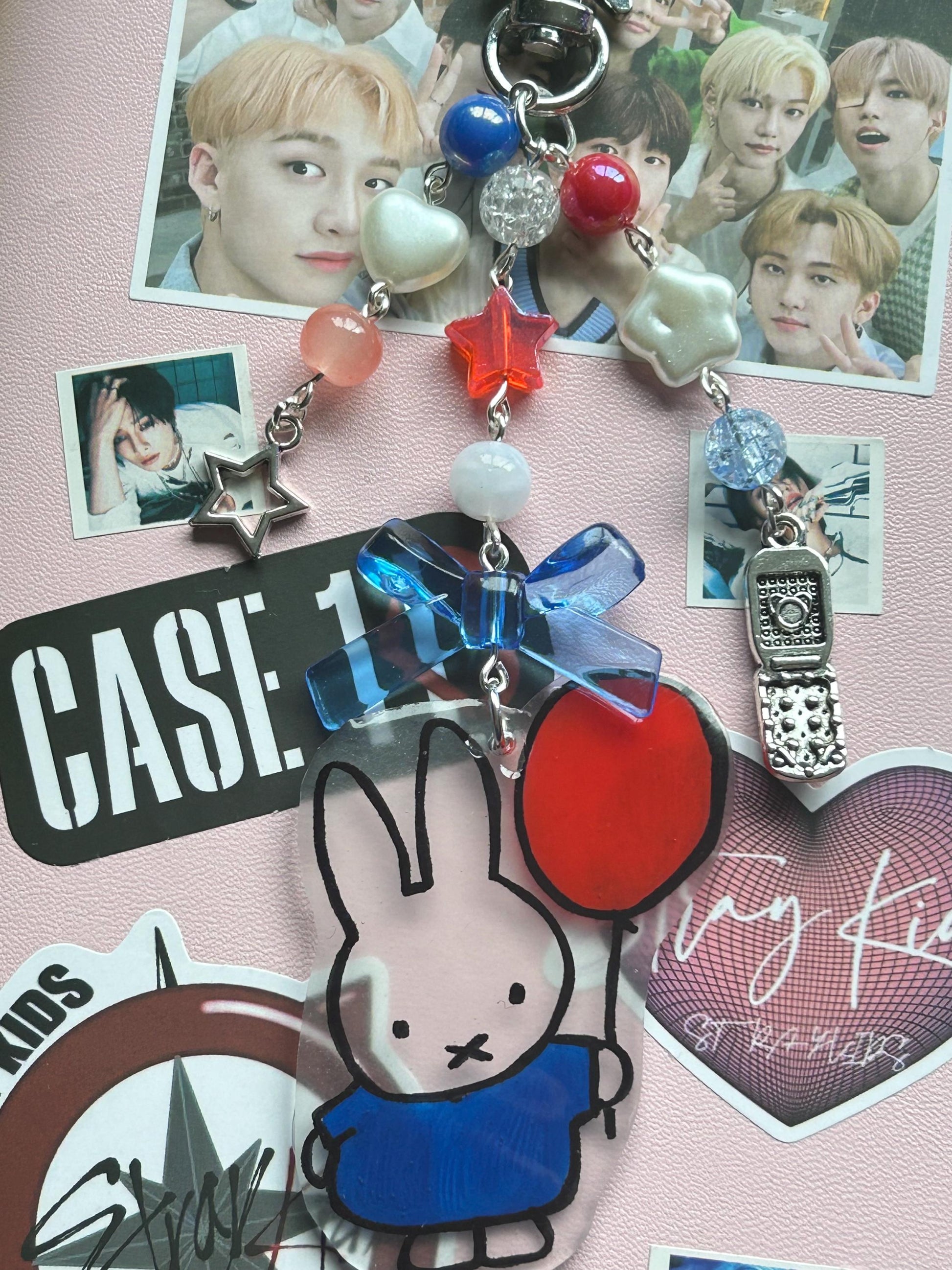 HANDMADE Cute Hand Drawn Shrinky Dink Miffy Inspired Keychain