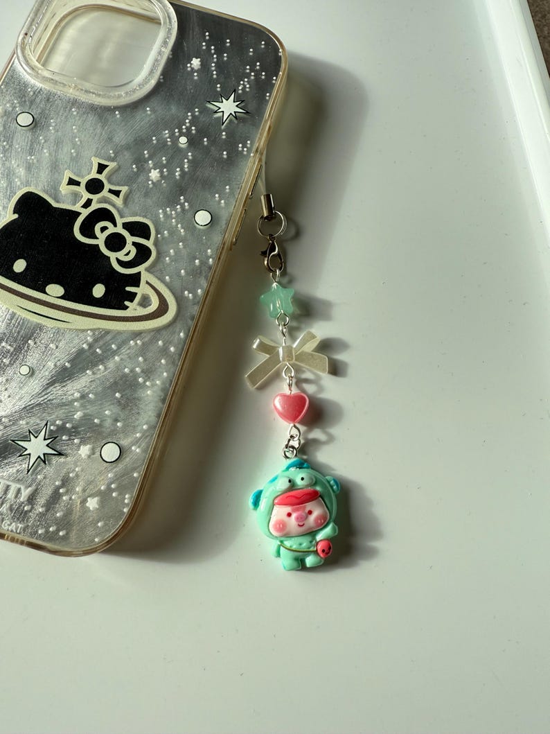 Handmade Hangyodon Cosplay keychains: Kawaii Beaded Accessory, matching phone charm
