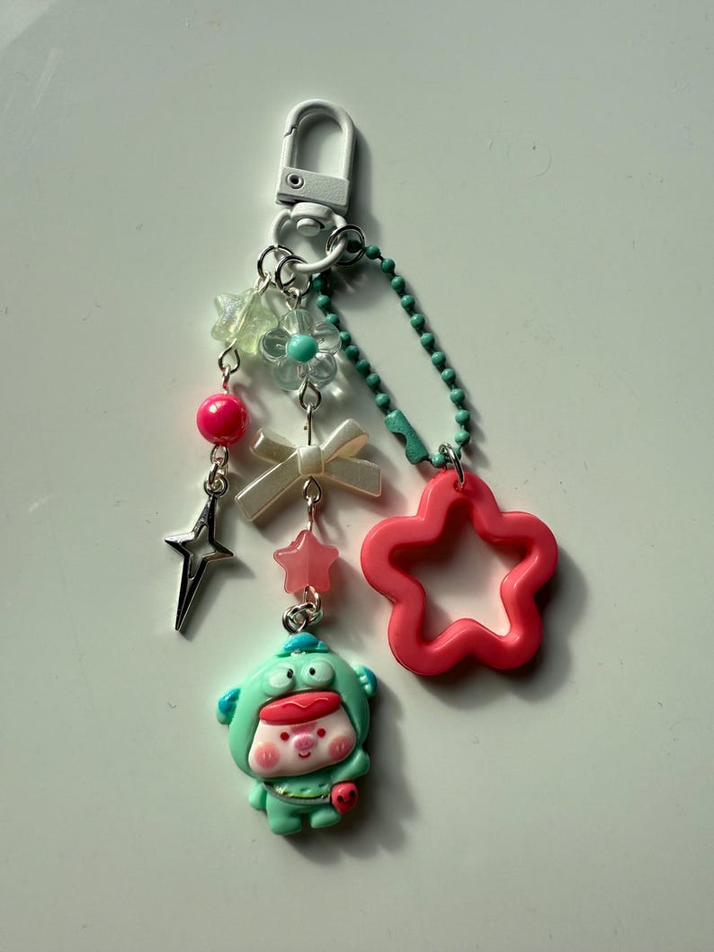 Handmade Hangyodon Cosplay keychains: Kawaii Beaded Accessory, matching phone charm