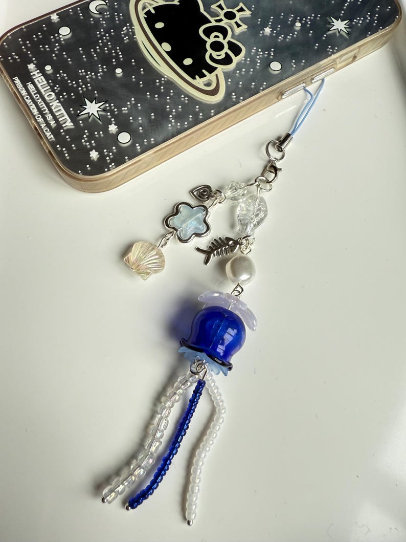 HANDMADE Oceancore Jellyfish Phone Charms, jellyfish charm