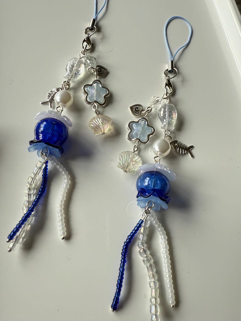 HANDMADE Oceancore Jellyfish Phone Charms, jellyfish charm