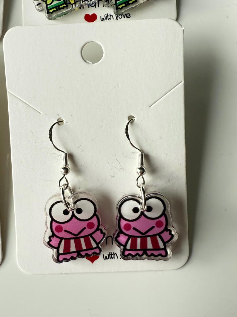 Handmade Cute Sanrio Themed Keroppi Sterling Silver Earrings