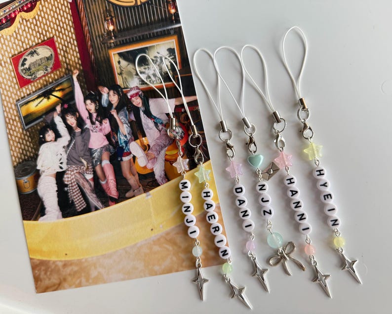 Handmade Kpop Girl Group New Jeans Phone Charms: kawaii Beaded Jewelry, New Jeans