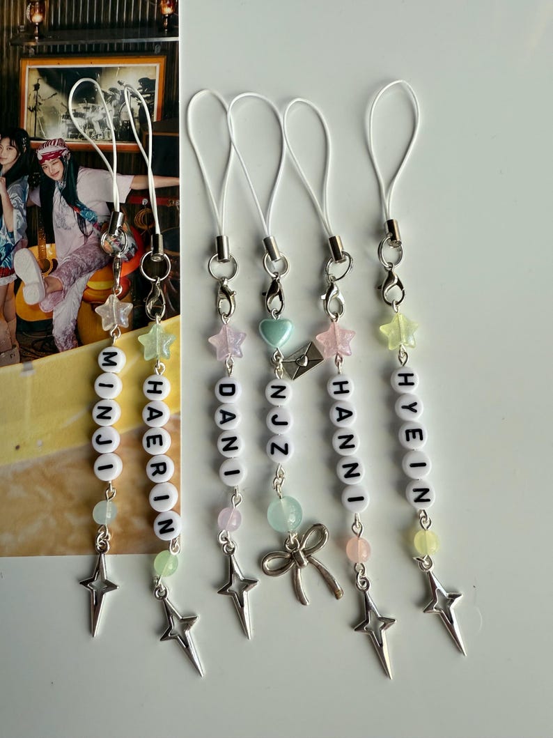 Handmade Kpop Girl Group New Jeans Phone Charms: kawaii Beaded Jewelry, New Jeans