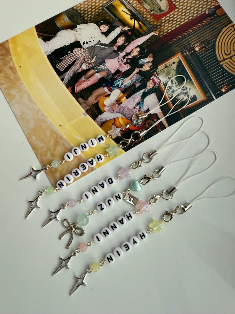 Handmade Kpop Girl Group New Jeans Phone Charms: kawaii Beaded Jewelry, New Jeans