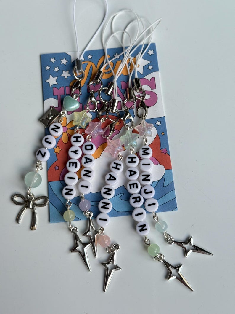 Handmade Kpop Girl Group New Jeans Phone Charms: kawaii Beaded Jewelry, New Jeans