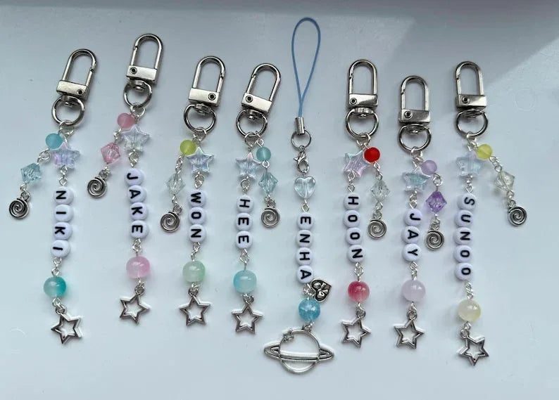 Handmade Kpop Boy Group Enhypen Keychain: kawaii Beaded Jewelry, Enhypen - Beadsbylillixx