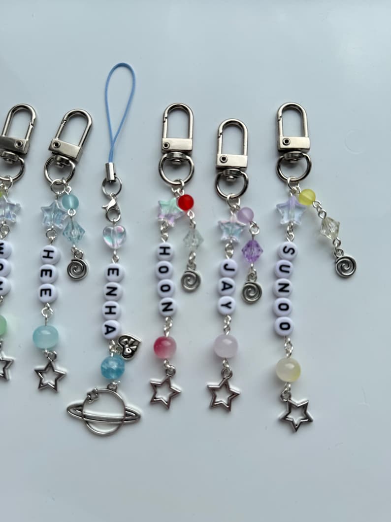 Handmade Kpop Boy Group Enhypen Keychain: kawaii Beaded Jewelry, Enhypen