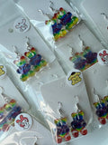 Handmade Kawaii Rainbow Gummy Bear Earrings: Sterling Silver Fish Hook - Beadsbylillixx