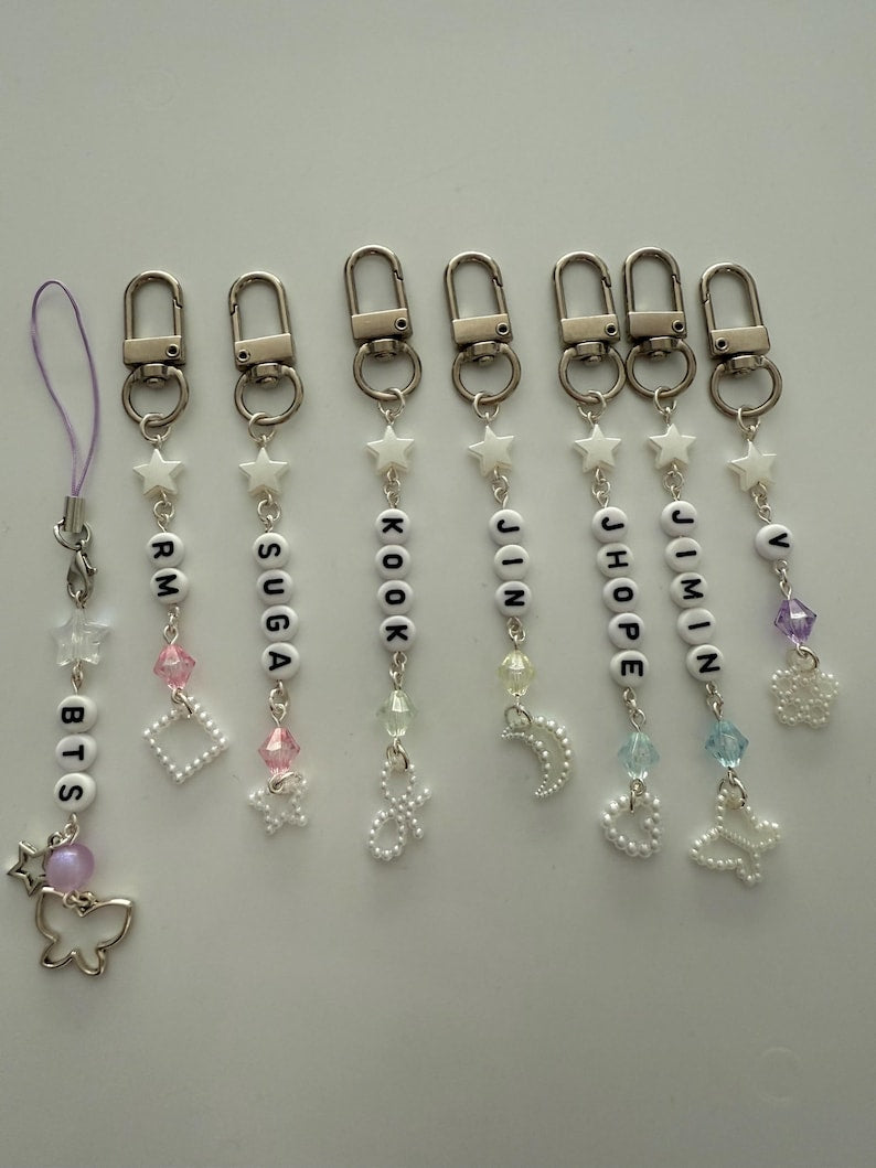 Handmade Kpop boy Group BTS Beaded Keychain: Kawaii Keychain