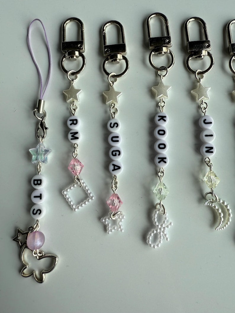 Handmade Kpop boy Group BTS Beaded Keychain: Kawaii Keychain