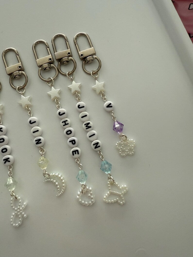 Handmade Kpop boy Group BTS Beaded Keychain: Kawaii Keychain