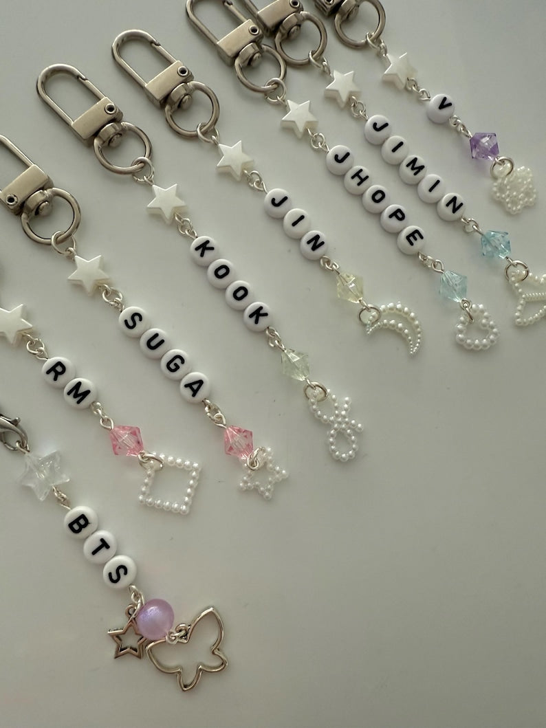 Handmade Kpop boy Group BTS Beaded Keychain: Kawaii Keychain