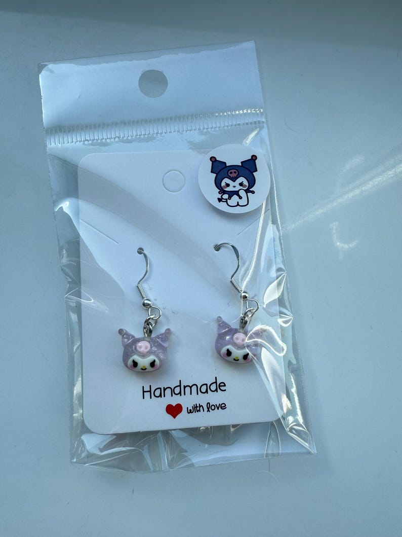 Handmade Mini Sanrio Themed Sterling Silver Earrings, Fish hook, cutecore, hello kitty and friends