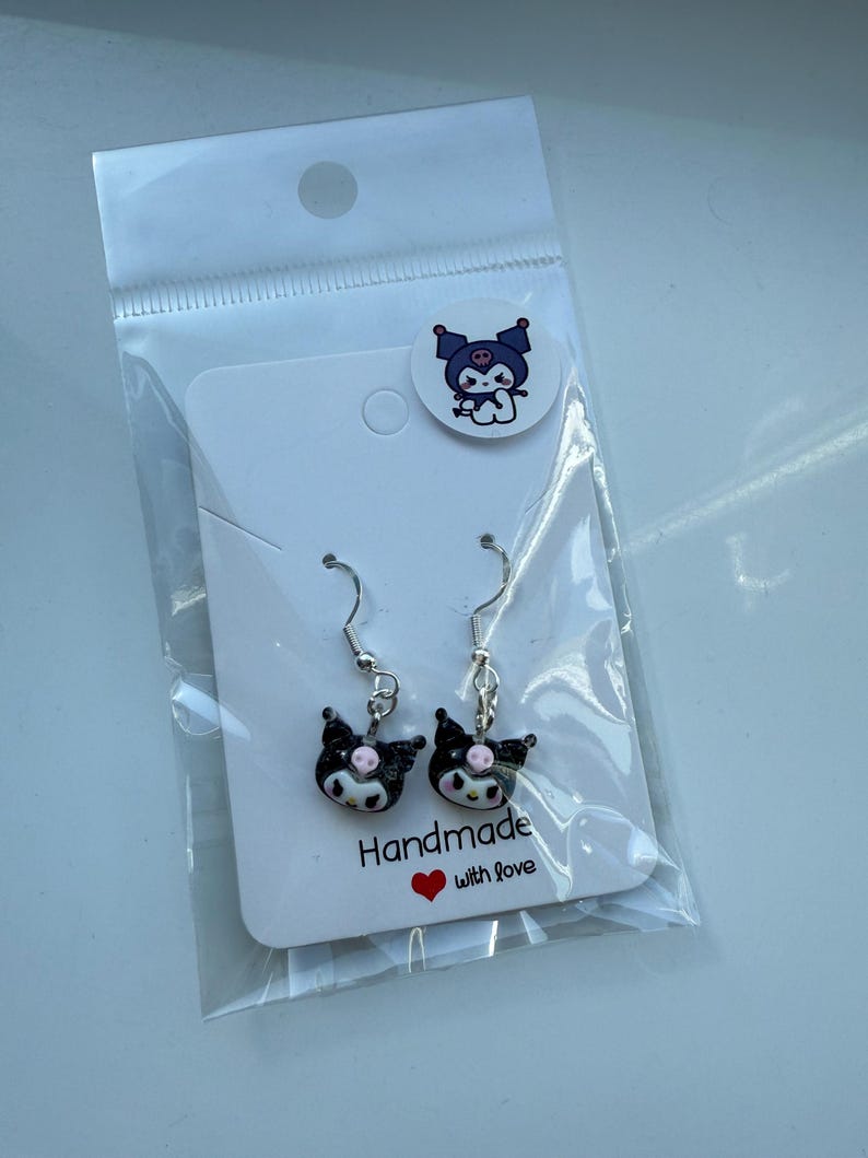 Handmade Mini Sanrio Themed Sterling Silver Earrings, Fish hook, cutecore, hello kitty and friends