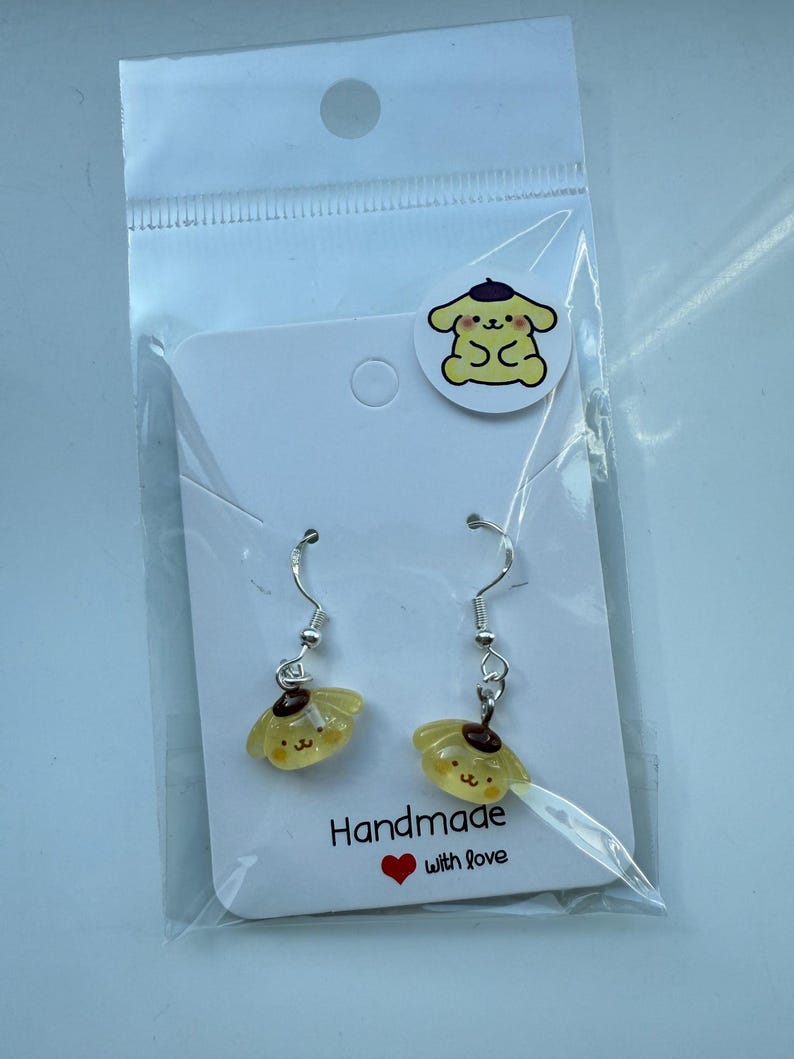 Handmade Mini Sanrio Themed Sterling Silver Earrings, Fish hook, cutecore, hello kitty and friends