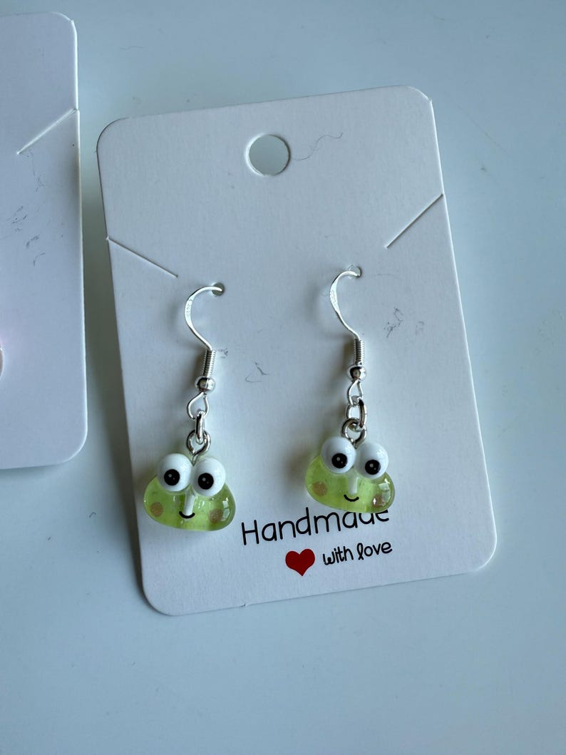 Handmade Mini Sanrio Themed Sterling Silver Earrings, Fish hook, cutecore, hello kitty and keroppi