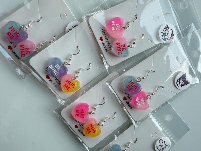 Handmade Y2K Sterling Silver Love Heart Earrings