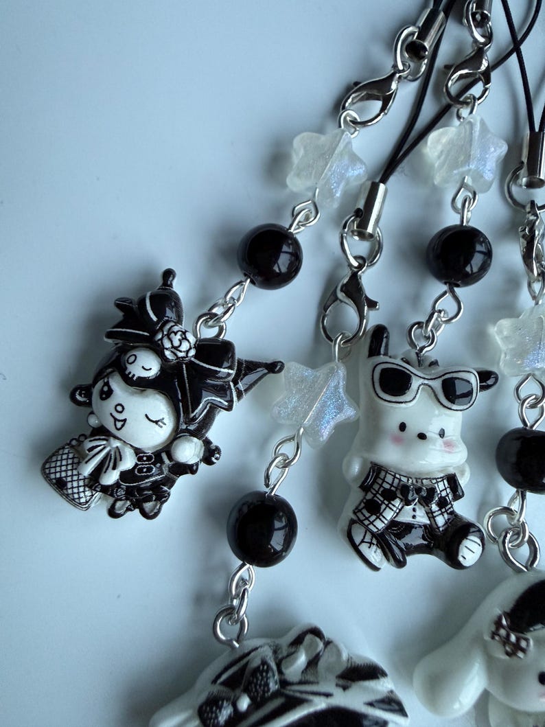 HANDMADE Monochrome kawaii Sanrio Phone Charms