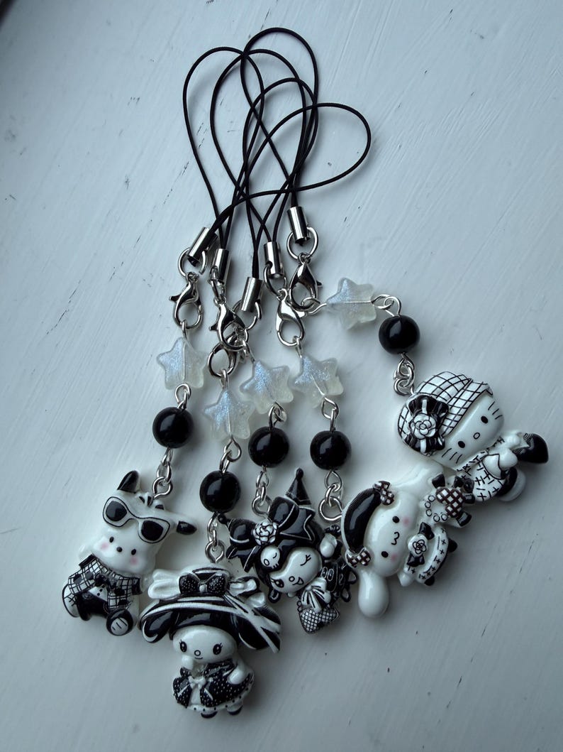 HANDMADE Monochrome kawaii Sanrio Phone Charms