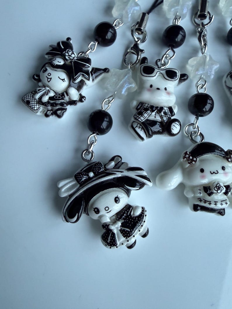 HANDMADE Monochrome kawaii Sanrio Phone Charms