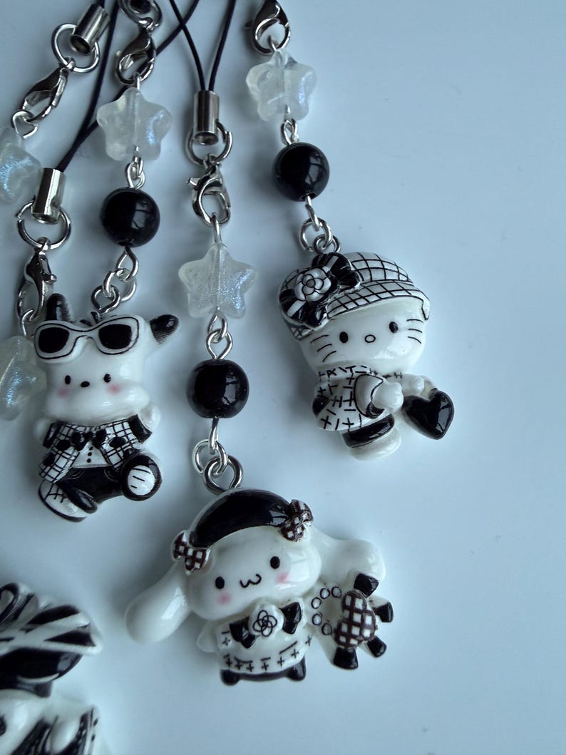 HANDMADE Monochrome kawaii Sanrio Phone Charms