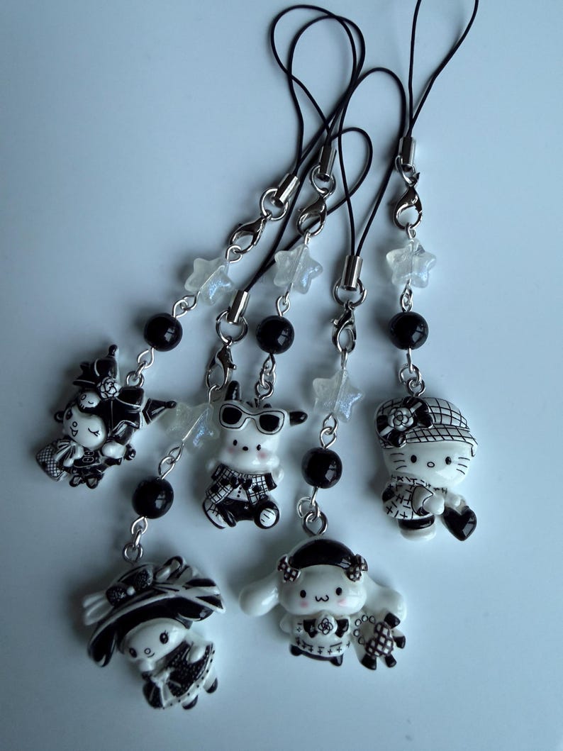 HANDMADE Monochrome kawaii Sanrio Phone Charms