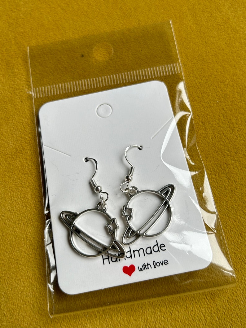 Handmade Cute Sterling Silver Earrings, Fish hook earrings, Planet earrings, key and lock, star earrings