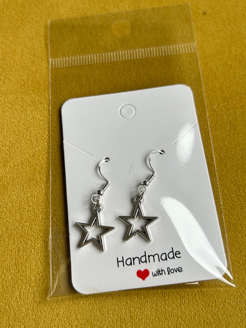 Handmade Cute Sterling Silver Earrings, Fish hook earrings, Planet earrings, key and lock, star earrings
