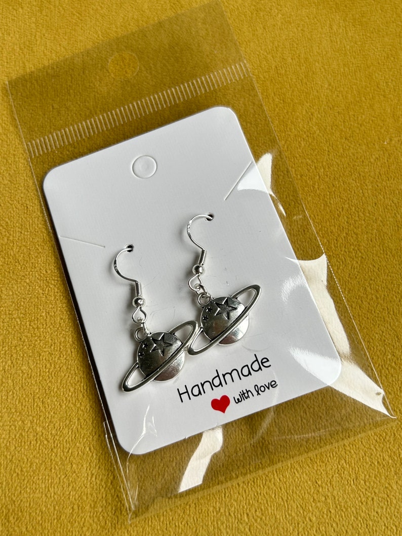 Handmade Cute Sterling Silver Earrings, Fish hook earrings, Planet earrings, key and lock, star earrings