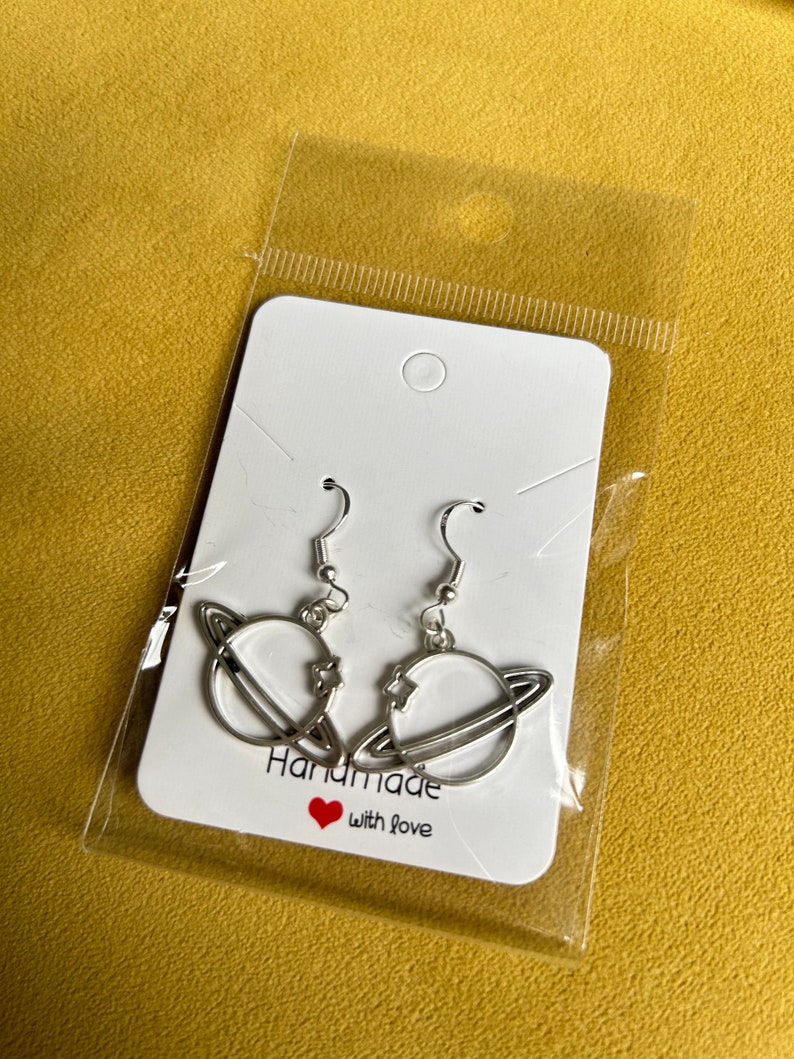 Handmade Cute Sterling Silver Earrings, Fish hook earrings, Planet earrings, key and lock, star earrings