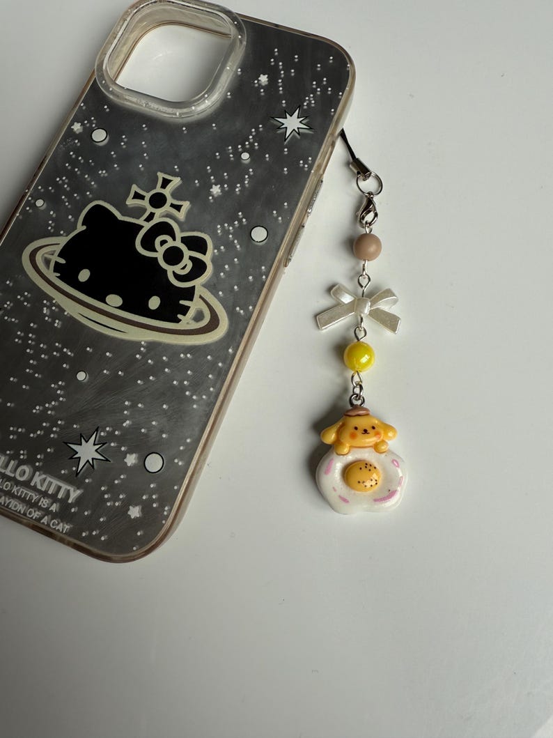HANDMADE Cute Sanrio themed food Phone charms, beaded accessories, Hk, My Mld, kuromi, kawaii phone charm