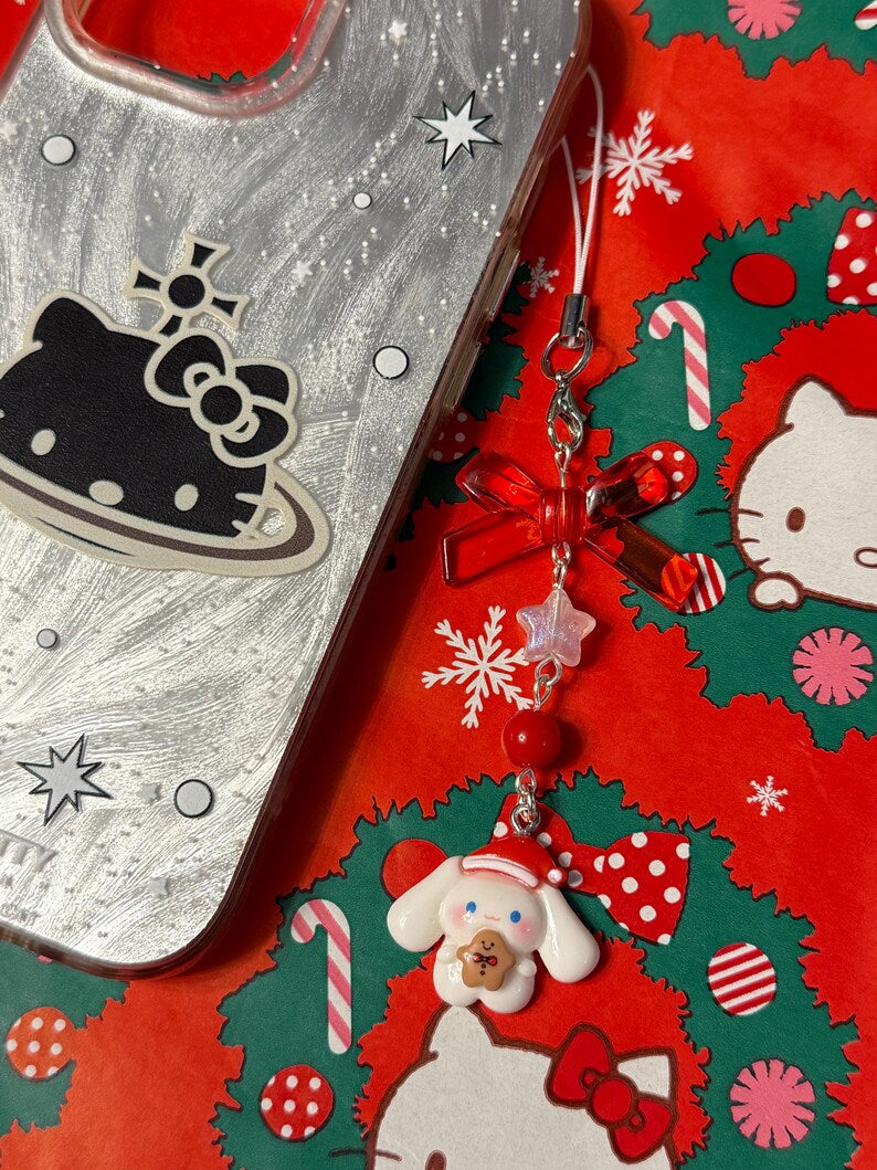 Handmade Christmas Sanrio Themed phone charms, beaded phone charm