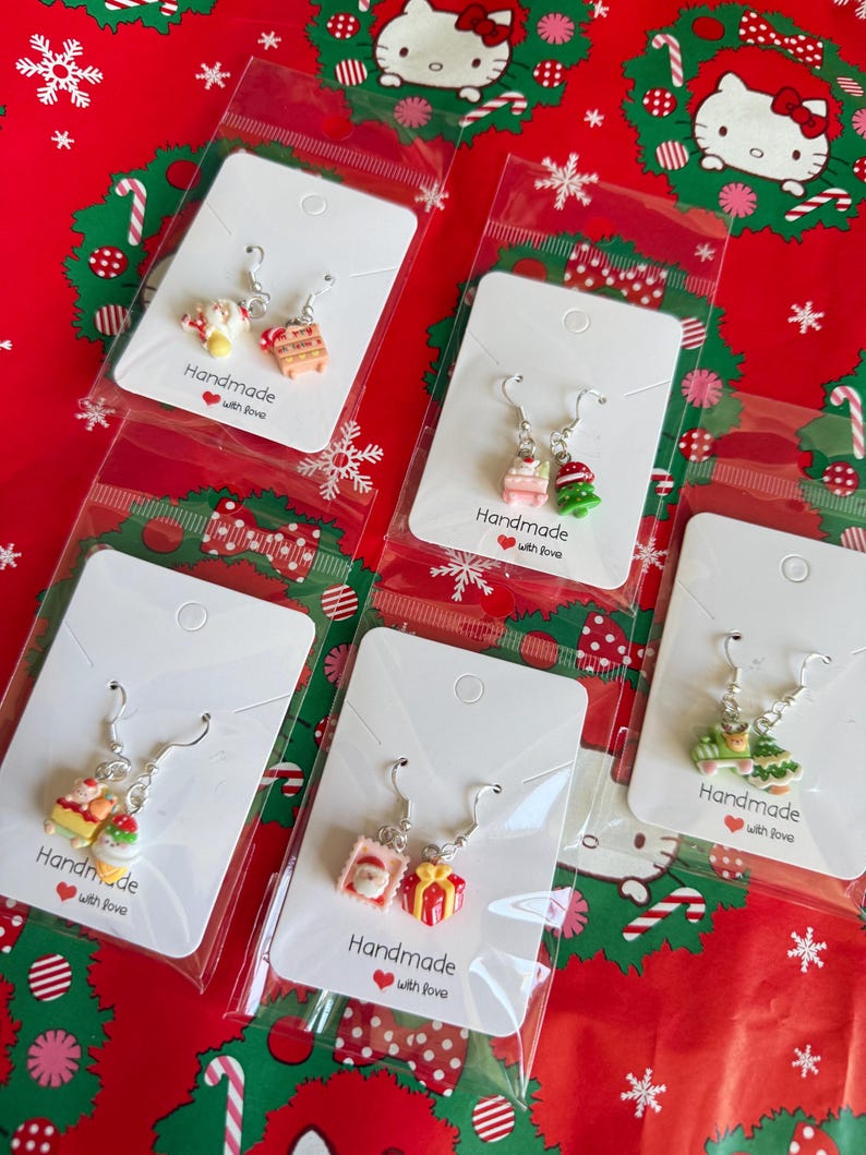 Handmade Mini Christmas Earrings Sterling Silver Earrings