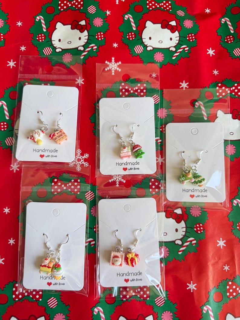 Handmade Mini Christmas Earrings Sterling Silver Earrings
