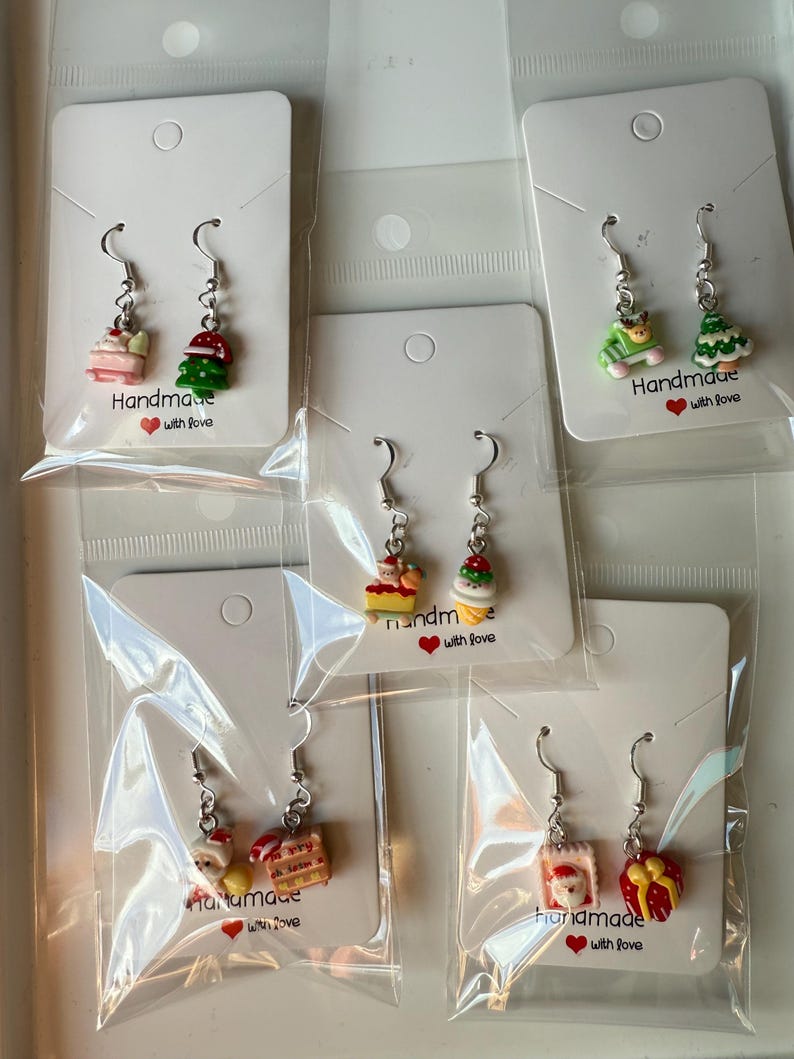 Handmade Mini Christmas Earrings Sterling Silver Earrings