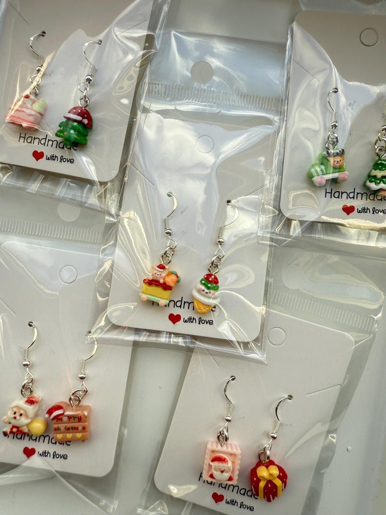Handmade Mini Christmas Earrings Sterling Silver Earrings
