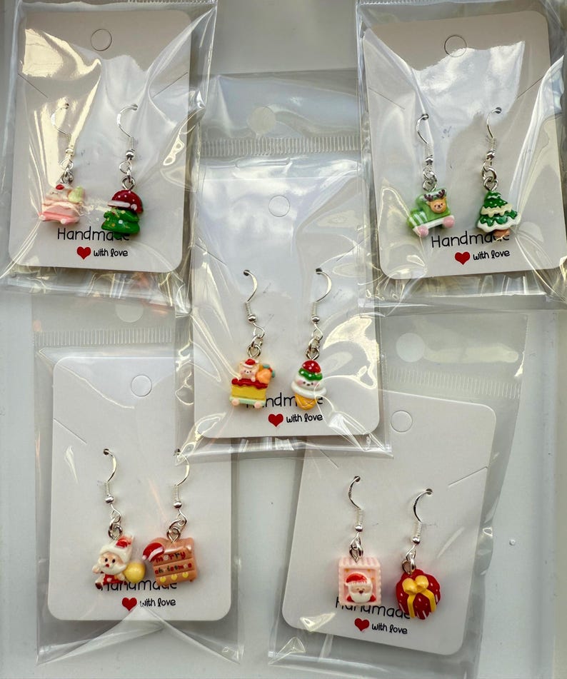 Handmade Mini Christmas Earrings Sterling Silver Earrings