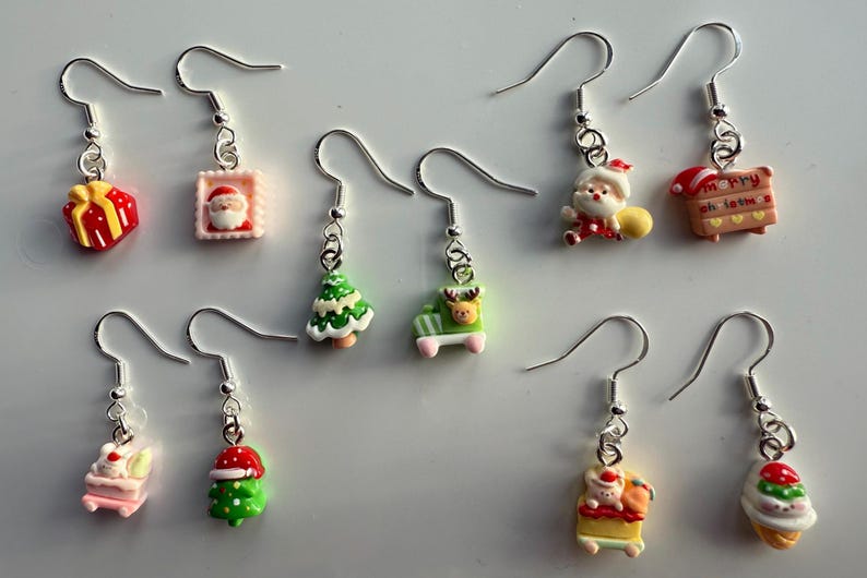 Handmade Mini Christmas Earrings Sterling Silver Earrings