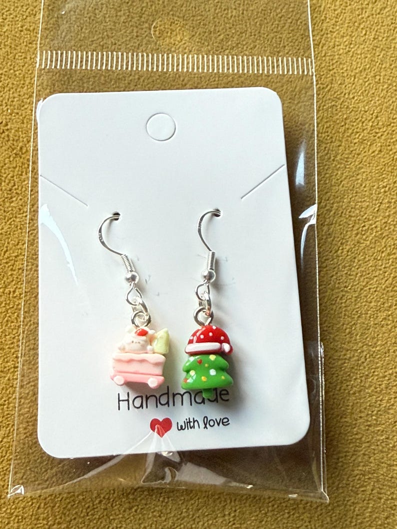 Handmade Mini Christmas Earrings Sterling Silver Earrings