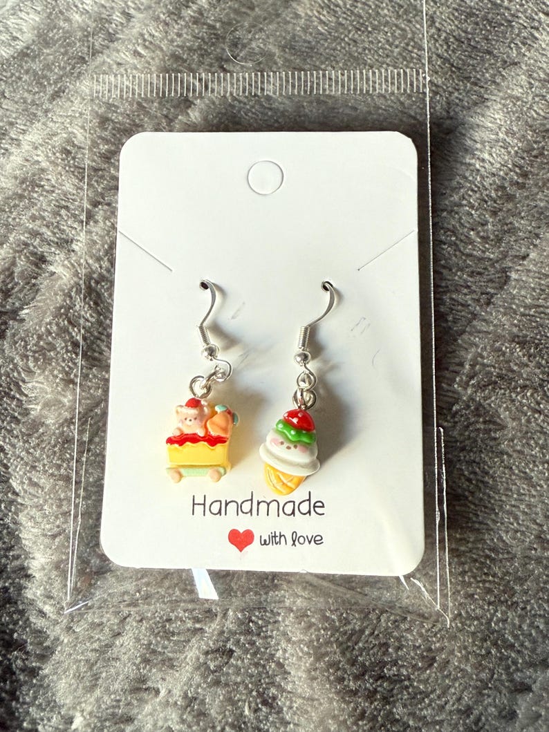 Handmade Mini Christmas Earrings Sterling Silver Earrings