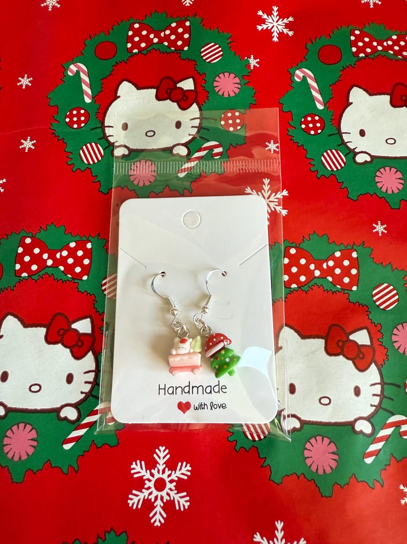 Handmade Mini Christmas Earrings Sterling Silver Earrings