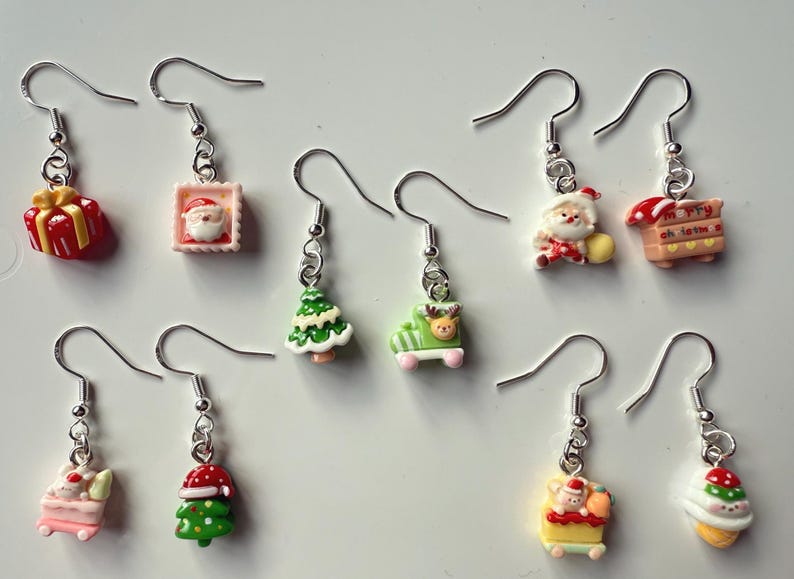 Handmade Mini Christmas Earrings Sterling Silver Earrings