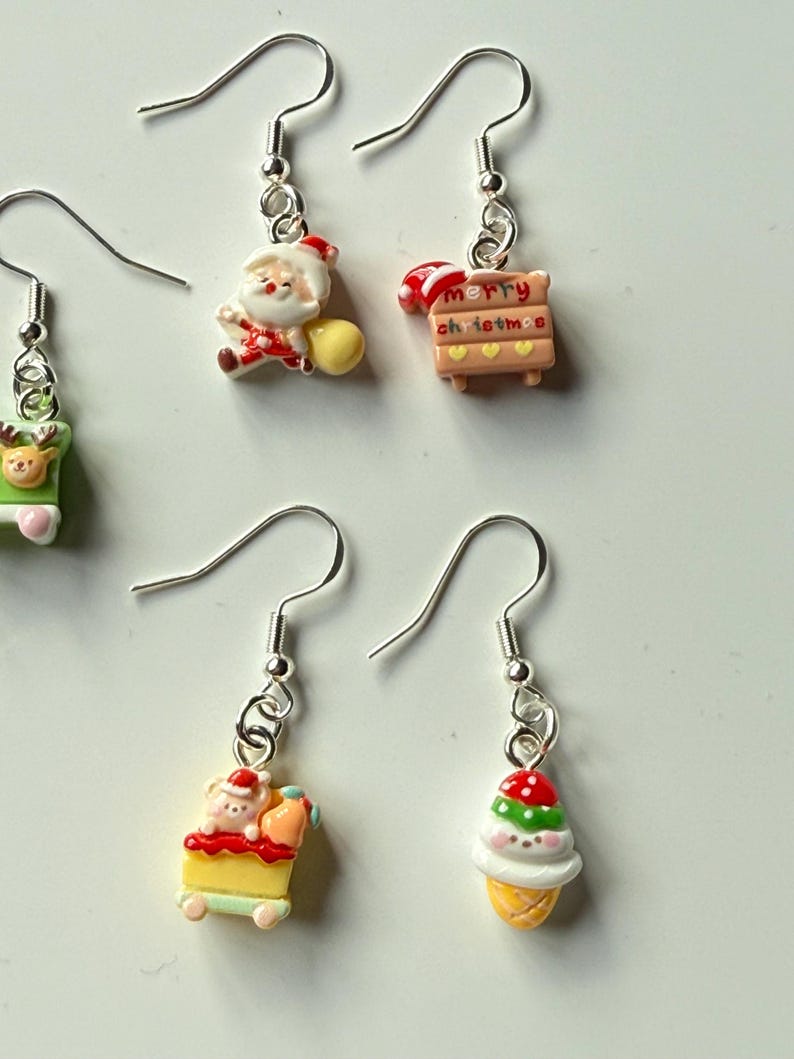 Handmade Mini Christmas Earrings Sterling Silver Earrings
