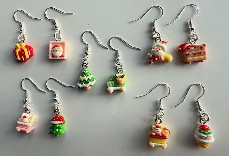 Handmade Mini Christmas Earrings Sterling Silver Earrings