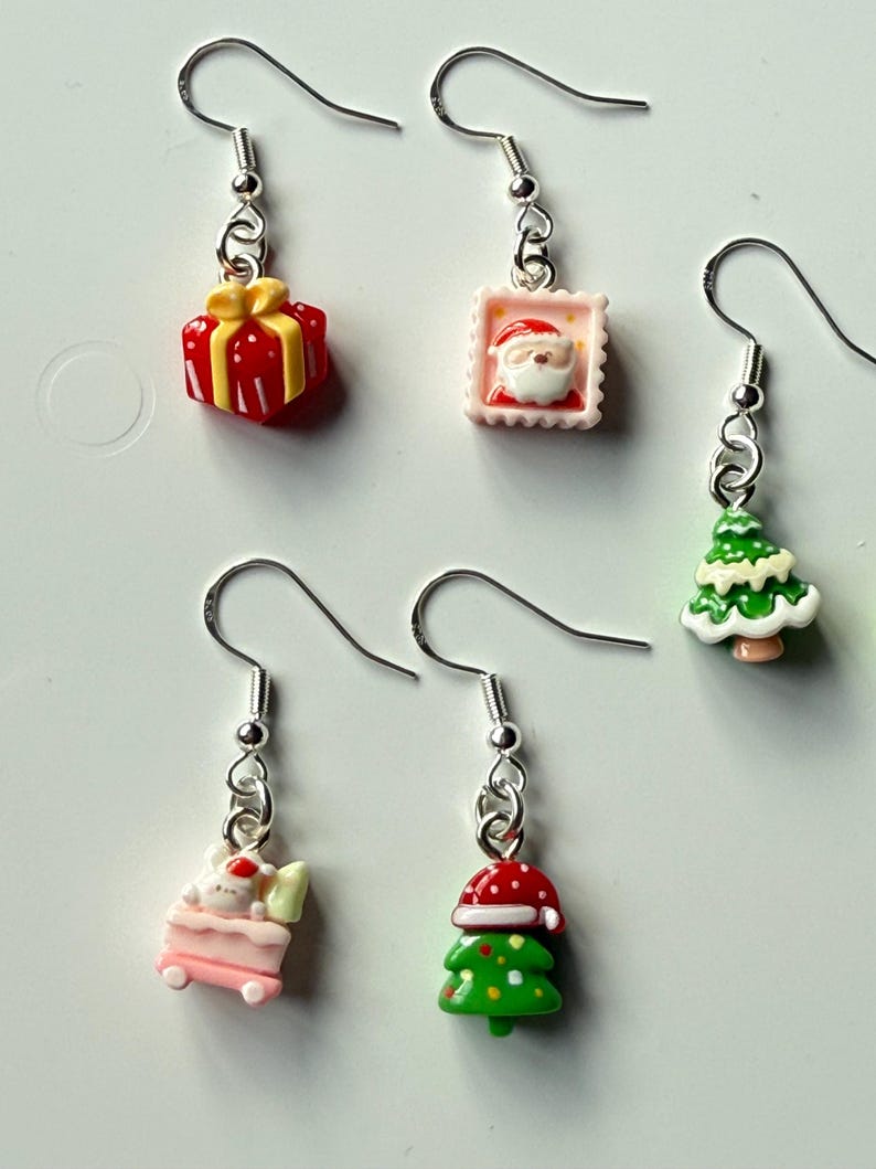 Handmade Mini Christmas Earrings Sterling Silver Earrings